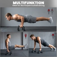HOMCOM opdrukgrepen, set van 2, antislip opdrukgrepen, opdrukstangen, parallettes, opdrukoefeningen voor spier- en krachttraining, staal(m-4)