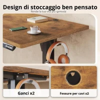 Scrivania elettrica regolabile in altezza, 3 impostazioni memoria, sistema anti-collisione, 160x70,2x72,2-118 cm, Marrone(m-4)