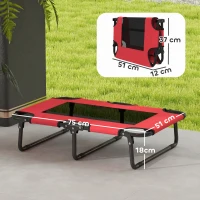 PawHut Portable Raised Dog Bed, Elevated Pet Cot with Breathable Mesh for Indoor Outdoor, for Small Medium Dogs, Red(m-3)