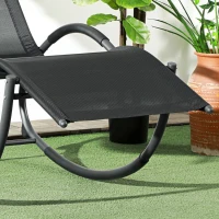 Outsunny Tuinschommelstoel Ligstoel, inclusief hoofdsteun, 155 cm x 61 cm x 88 cm, Zwart(m-8)