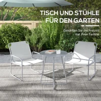 Outsunny 3-delige tuinmeubelset, 2 stoelen met ademende stoffen bekleding, 1 ronde tafel Ø60 cm, Lichtgrijs(m-5)