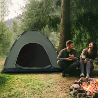 Outsunny Tenda da Campeggio 2 Posti con Borsa da Trasporto, Ganci per Lampade e Tasche Portaoggetti, 210x210x135 cm(m-10)