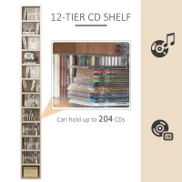 HOMCOM 204 CD Tall Narrow Media Storage Tower - Oak Tone(m-4)