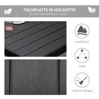 Outsunny Tuinmeubelset - Buitentafel - Loungetafel voor buiten - Weerbestendig - 190 x 90 x 74 cm - Zwart(m-4)