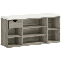 HOMCOM Shoe Storage Bench with Cushion - Grey(m-1)