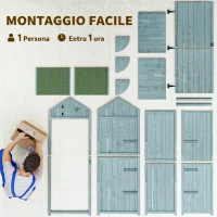Outsunny Casetta da Giardino Porta Attrezzi in Legno con 3 Ripiani, 77x54.2x179cm, Blu(m-8)