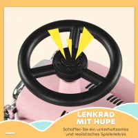 AIYAPLAY Kinder Glijauto, Vintage Ontwerp, Verborgen Opbergruimte, Kipbescherming, Toeter, 12-36 Maanden, Roze(m-5)
