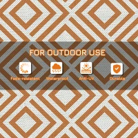 Outsunny Reversible Outdoor Rug, Plastic Straw Mat w/ Carry Bag Ground Stakes for Garden RV Picnic Beach Camping 182x274cm Brown(m-6)