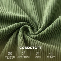 HOMCOM 2-Sitzer-Sofa, 134 cm Cord-Sofa mit Taschenfedern, dicker Rückenlehne, Holzlatten-Akzent, Grün(m-5)