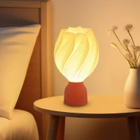 HOMCOM 3D-geprinte lamp met bloemblaadvormen, Kunststof, energie-efficiënt, Wit(m-8)