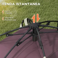 Outsunny Tenda da Campeggio 2 Posti con 2 Finestre e Gancio, in Poliestere e Fibra di Vetro, 225x190x130 cm, Cachi(m-4)