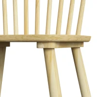 HOMCOM Lot de 2 Chaises de Salle à Manger, Chaises Cuisine en Bois d'Hévéa, Dossier Incurvé, Bords Arrondis, Bois Naturel(m-10)