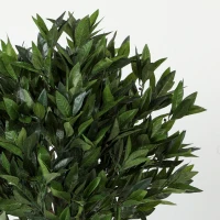 Outsunny Realistic Lush Topiary Ball Tree, Artificial Bay Laurel Topiary Trees with Weighted Pot, Set of 2, Green(m-8)