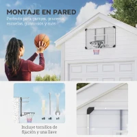 SPORTNOW Canasta de Baloncesto de Pared Aro de Baloncesto con Red y Marco de Acero para Exterior 113x61x73 cm Blanco y Negro(m-4)