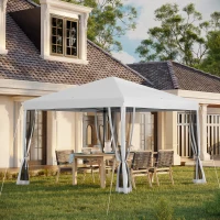 Outsunny Tonnelle pop-up Barnum Pliant Style Colonial 3 x 3 m 4 moustiquaires + Sac de Transport crème(m-2)