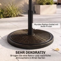 Outsunny Parasolvoet van Cement 14kg Rond met Rotanlook voor Parasol 35mm/38mm/48mm Diameter(m-5)