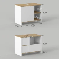 kleankin Mueble Bajo Lavabo Mueble de Lavabo Moderno Mueble de Baño con Compartimentos y Puerta 77x45x60 cm Blanco y Natural(m-3)