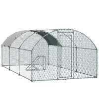 PawHut Walk In Chicken Run with Chicken Activity Shelf and Cover, 2.8 x 5.7 x 2m(m-1)