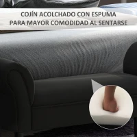 HOMCOM Banco Pie de Cama, Taburete Pie de Cama Tapizado en Lona con Patas de Madera, Reposabrazos y Asiento Acolchado, Estilo Moderno, Banco para Dormitorio, Entrada, Pasillo, Negro(m-4)