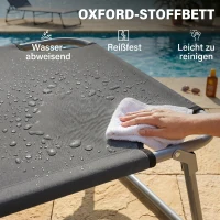 Outsunny Klapbare ligstoel met zonnescherm, verstelbare rugleuning, metalen frame, 187 x 58 x 36 cm, grijs(m-6)
