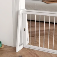 PawHut Hondenhek, Uitschuifbaar Vrijstaand Hek met 3 Panelen, 56 x 71-190 cm, Houten Hek voor Trap, Deuren, Keuken, Kleine Honden, Wit(m-8)