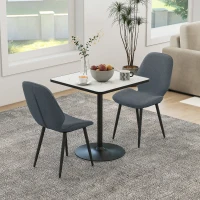 HOMCOM Set 2 Scaune de Luat Masa cu Spătar Curbat, în Material Textil de Tip In, Spumă și Oțel, 46x56x86 cm, Gri și Negru(m-2)