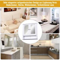 kleankin spiegelkast, wandkast met 3 opbergvakken, make-upkast, MDF, wit, 56 x 13 x 58 cm(m-6)