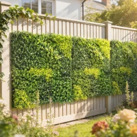 Outsunny Artificial Plant Wall Panel, 100x100 cm Artificial Grass Backdrop Wall, Green(m-2)