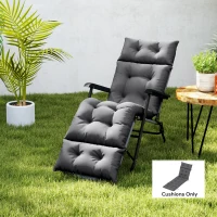 Outsunny Sun Lounger Cushion Only, 190 x 56 x 10 cm Garden Lounge Chair Cushion, UPF20+ 220gsm Fabric, Thick Sunbed Replacement Pad with 6 Ties, Dark Grey(m-10)