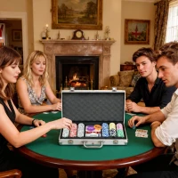 SPORTNOW Set Poker pentru 7-8 Jucători cu 300 de Jetoane, 2 Pachete de Cărți și 5 Zaruri, din Aluminiu și Poliester(m-8)