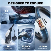 HOMCOM Type 2 EV Charging Cable, 7kW, 32A, Mode 3, 1-Phase, 10m Type 2 to Type 2 EV Extension Cable for EVs, PHEVs(m-7)