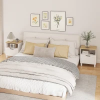 HOMCOM Conjunto de 2 Mesas de Cabeceira Modernas com Gaveta Compartimento Aberto Pés de Madeira 45x38x50 cm Branco(m-10)