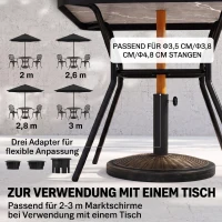 Outsunny Parasolvoet van Cement 14kg Rond met Rotanlook voor Parasol 35mm/38mm/48mm Diameter(m-4)