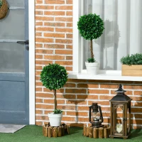 HOMCOM Set 2 Piante Finte Alberi di Bosso da Interno ed Esterno con Vaso, Ø28x60cm(m-10)
