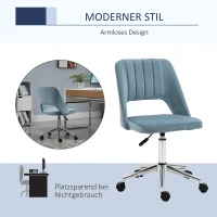 Vinsetto kantoorstoel draaistoel bureaustoel in hoogte verstelbaar 360° draaibaar schelpvorm met naadlijn design schuimstof fluweelzacht polyester blauw 49 x 54 x 79-91 cm(m-5)