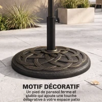 Outsunny Pied de Parasol Base de lestage de Parasol Rond résine Imitation Fonte Motif Rosace diamètre 54,5 cm Poids Net 19 Kg(m-5)