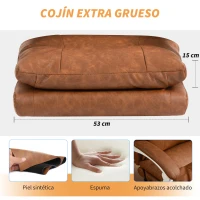 HOMCOM Silla de Escritorio con Soporte Lumbar Inflable Tapizada en PU Reposapiés Respaldo Reclinable Altura Ajustable Marrón(m-6)