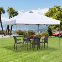 Outsunny Tuin-Paviljoen, Opvouwbare Paviljoen, Feesttent, Tuinpaviljoen Incl. Haringen Spanlijnen, Oxfordstof, 2,95 x 2,95 x 2,64 m, Wit(m-2)