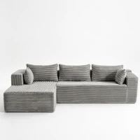 Divano angolare a L modulare con chaise longue, salvaspazio, design minimalista, seduta profonda, 279x179x83 cm, Grigio(m-2)