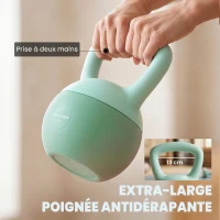 SPORTNOW Kettlebell 8 kg, avec poignée antidérapante, pour fitness musculation cardio, 19 x 19 x 28 cm, vert(m-5)