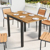 Outsunny Patio Dining Table Expandable Outdoor Dining Table Acacia Wood Top 80-120 cm Natural and Black(m-3)