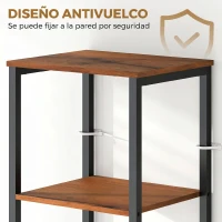 kleankin Columna de Baño Estrecha con Puerta de Lamas Estantes Ajustables Compartimentos Abiertos 37x30x167 cm Marrón Rústico(m-7)