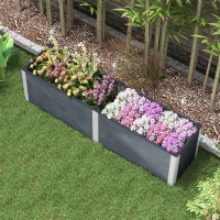 Outsunny Hoge plantenbak met open bodem, hoge zijkanten, weerbestendig, aluminium frame, 200 x 50 x 56 cm, Grijs(m-7)