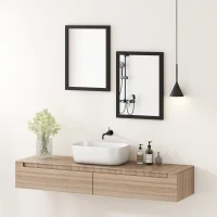 HOMCOM Wall Bathroom Mirror, 30 x 40 cm Wall-Mounted Mirror for Living Room, Bedroom, Hallway, Set of 2, Black(m-10)
