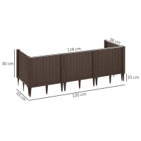Outsunny Plastic Raised Garden Bed, Modular Planter Box Kit, Garden Fence Edging Border for Flowers, Vegetables, Herbs, Brown(m-3)