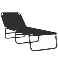 Outsunny Tumbona Plegable Reclinable con Ángulo Ajustable de 5 Posiciones para Jardín Exterior Piscina Terraza Camping Carga 120 kg 188x56x28 cm Negro(m-11)