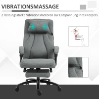 Vinsetto Massage kantoorstoel draaistoel met voetsteun in hoogte verstelbaar linnengevoel grijs(m-4)