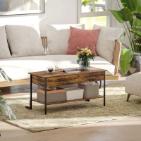 HOMCOM Lift-Top Coffee Table, with Storage - Rustic Brown(m-8)