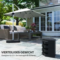 Outsunny Vulbare parasolvoet gewichten, voor water en zand, Kunststof, 80L x 80B x 13H cm, Zwart(m-4)