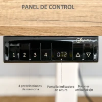 Vinsetto Escritorio Eléctrico con Altura Ajustable y 4 Teclas de Memoria para Oficina Hogar 140x70x72-116 cm  Blanco y Natural(m-5)
